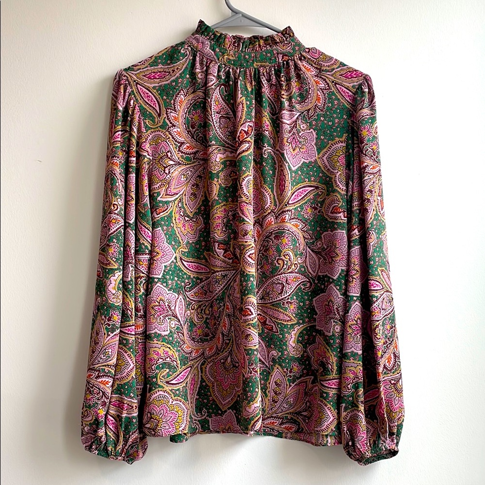 Papaya Vibrant Long Sleeve Paisley Blouse